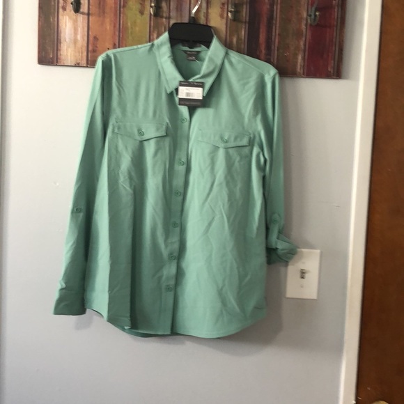 NWT eddie bauer Departure 2.0 Long-Sleeve Shirt seaglass green - Picture 4 of 11